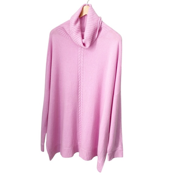NWT Magaschoni Cashmere Roll-Neck Tunic Sweater Carnation size Medium/Large - Picture 1 of 7